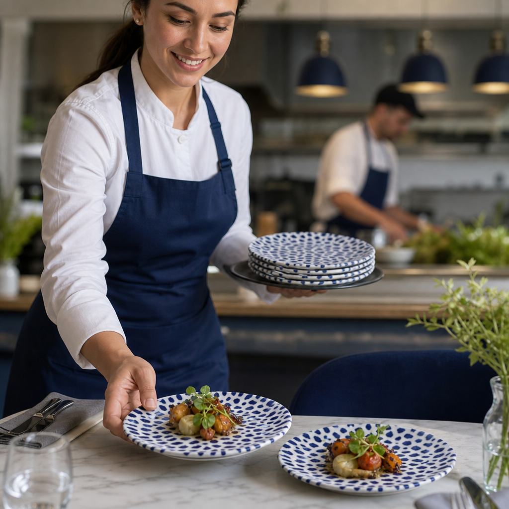 Coupe Plates 165mm Blue Ceramic for Contemporary Dining (Pack of 12)