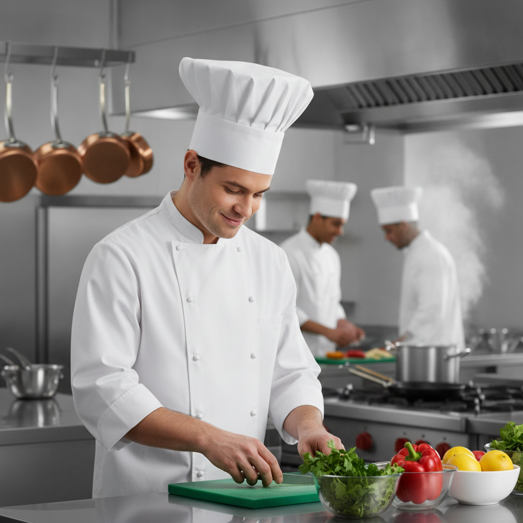 White Polycotton Chef Hat for Professional Kitchens