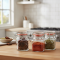 Glass Square Clip Top Spice Jar 70ml for Home & Office
