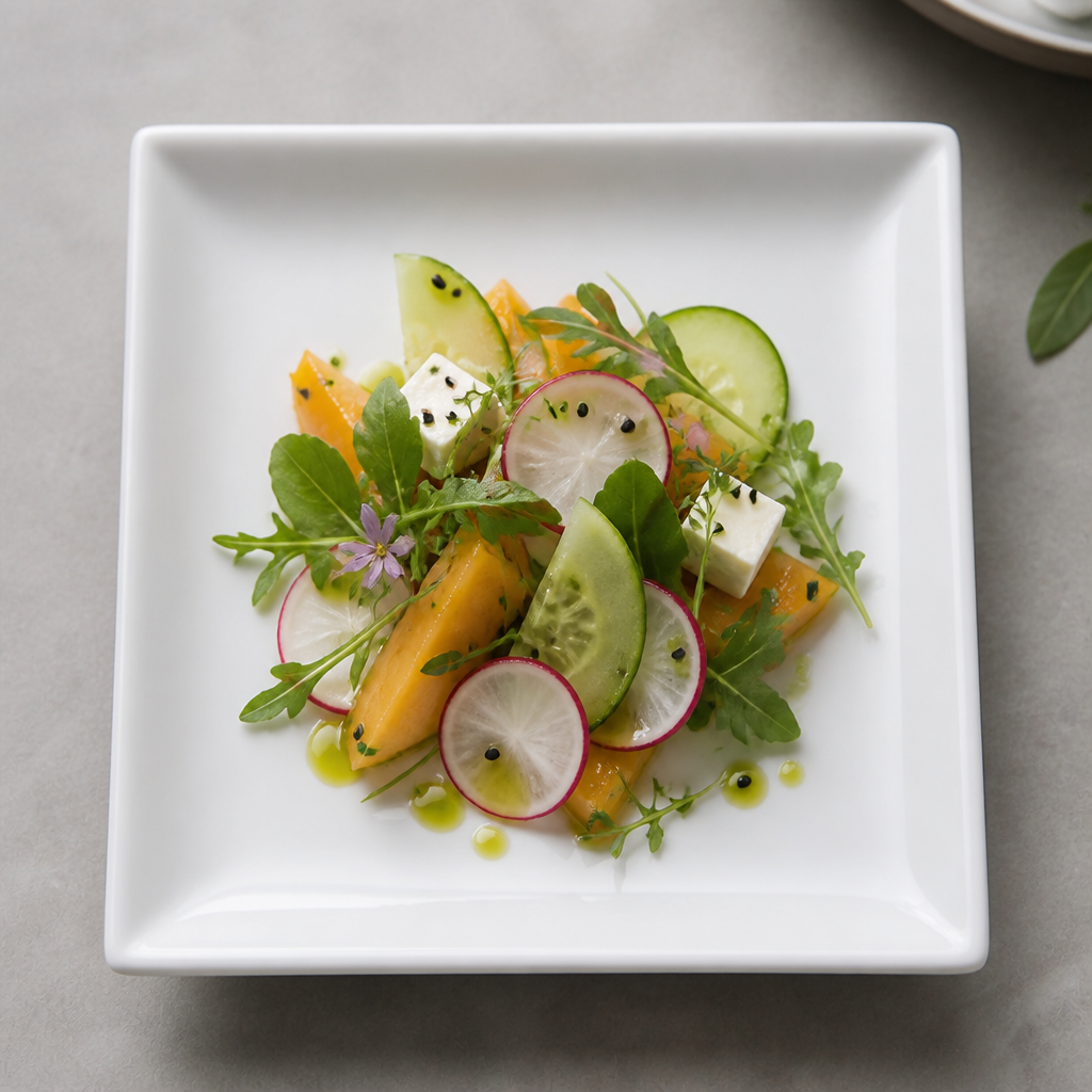 Square Porcelain Plates 180mm for Casual Dining