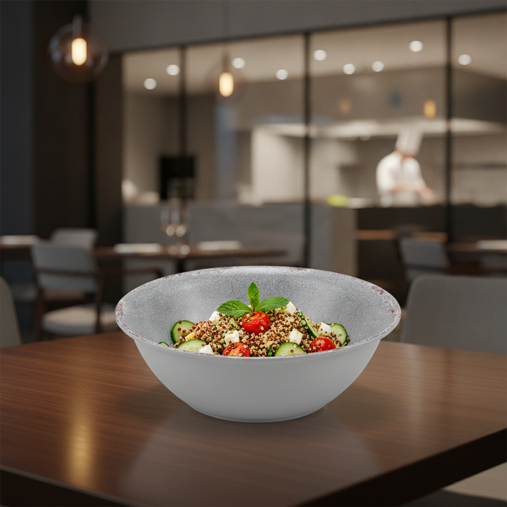 Melamine Grey Bowl 1.3L for Presenting Culinary Creations