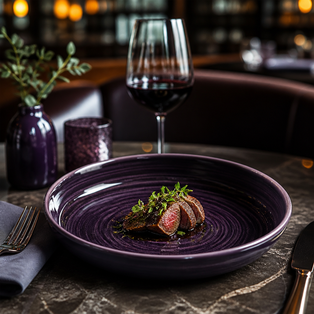 Deep Walled Plates 210mm Purple Vitrified Ceramic for Restaurants & Cafés (Pack of 6)