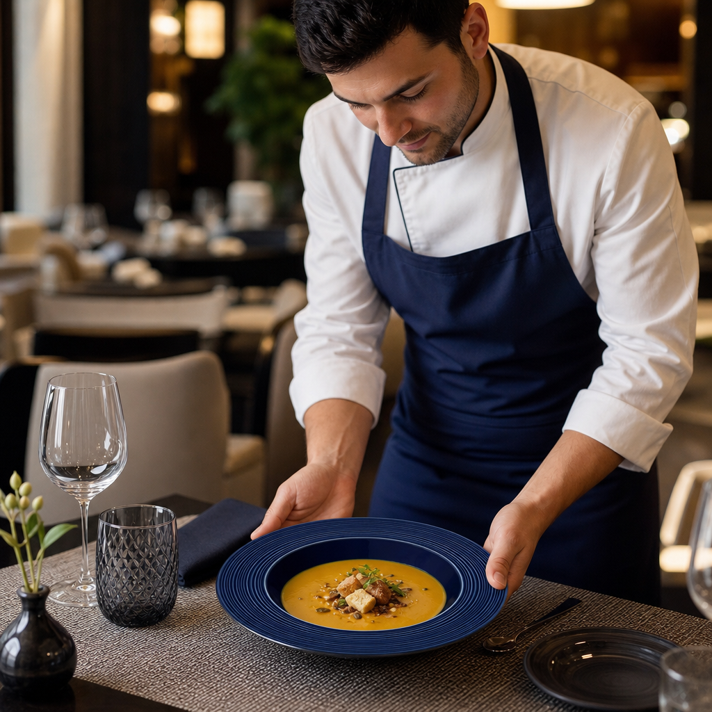 Rim Soup Plates Midnight 240mm Blue Porcelain for Stylish Dining (Pack of 12)