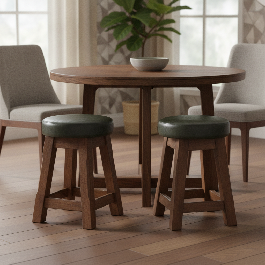 Rubber Wood Low Stools 475x335mm for Dining Spaces (Pack of 2)