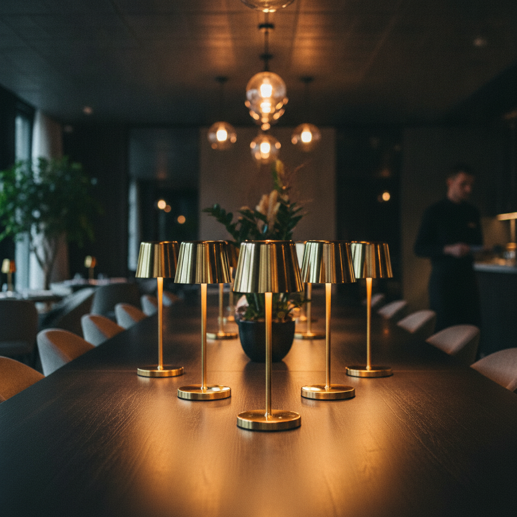 Aluminium Gold Micro LED Table Lamp 210mm for Indoor & Outdoor Use (Pack of 6)