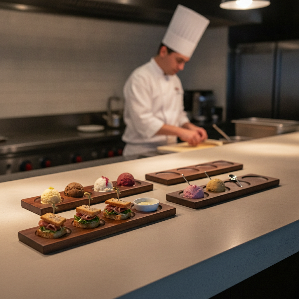 Wood Natural Hardwood Rectangular Deli Boards 90x353mm for Catering (Pack of 4)
