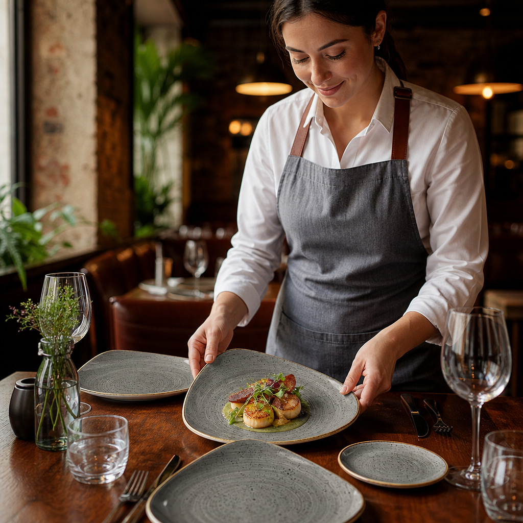 Plates Grey Ceramic for Casual or Special Occasion Dining (Pack of 12)