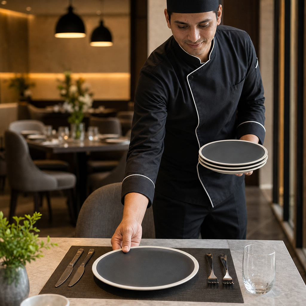 Plates 170mm Charcoal Vitrified Porcelain for Stylish Dining (Pack of 6)