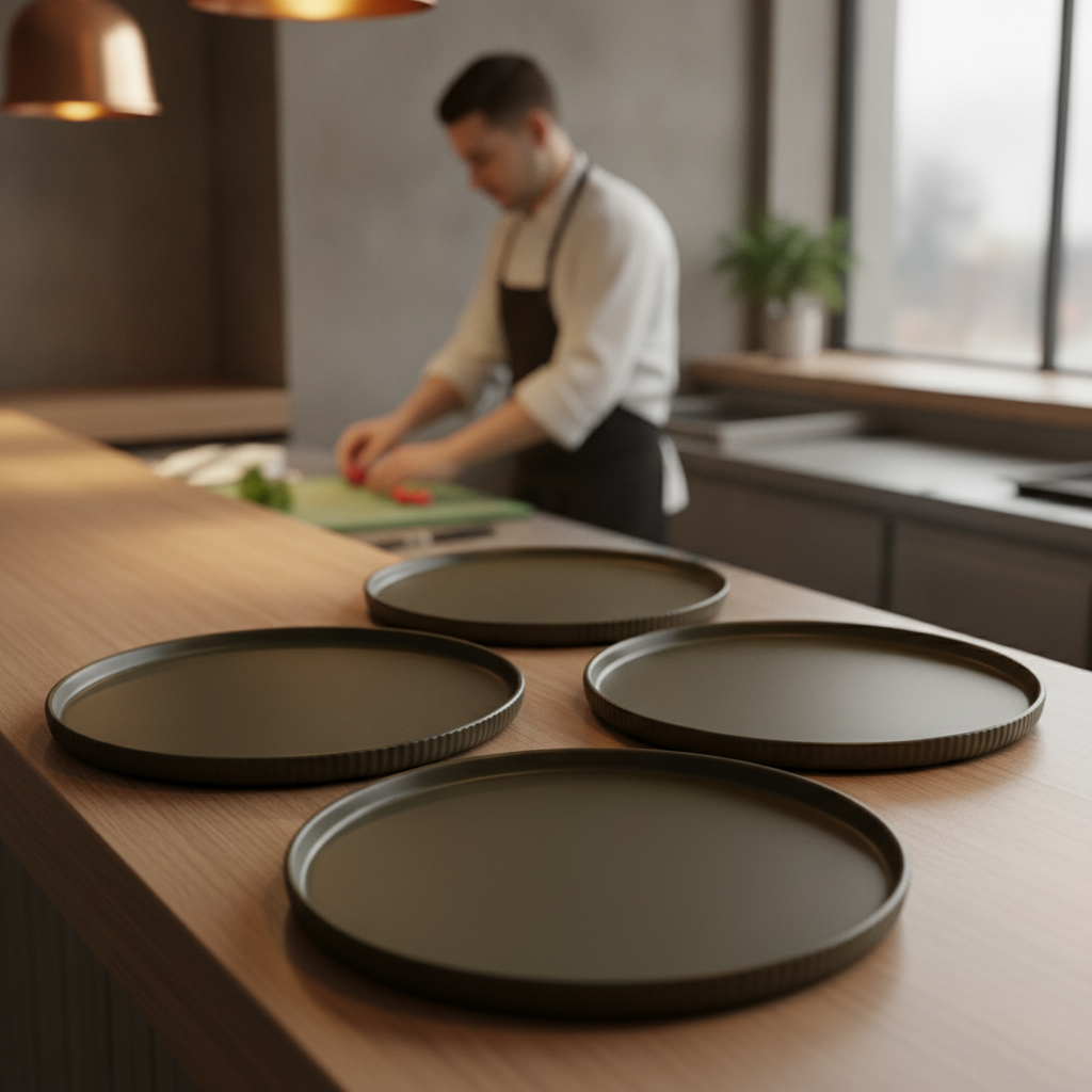 Porcelain Brown Plates 230mm for Catering & Hospitality (Pack of 3)