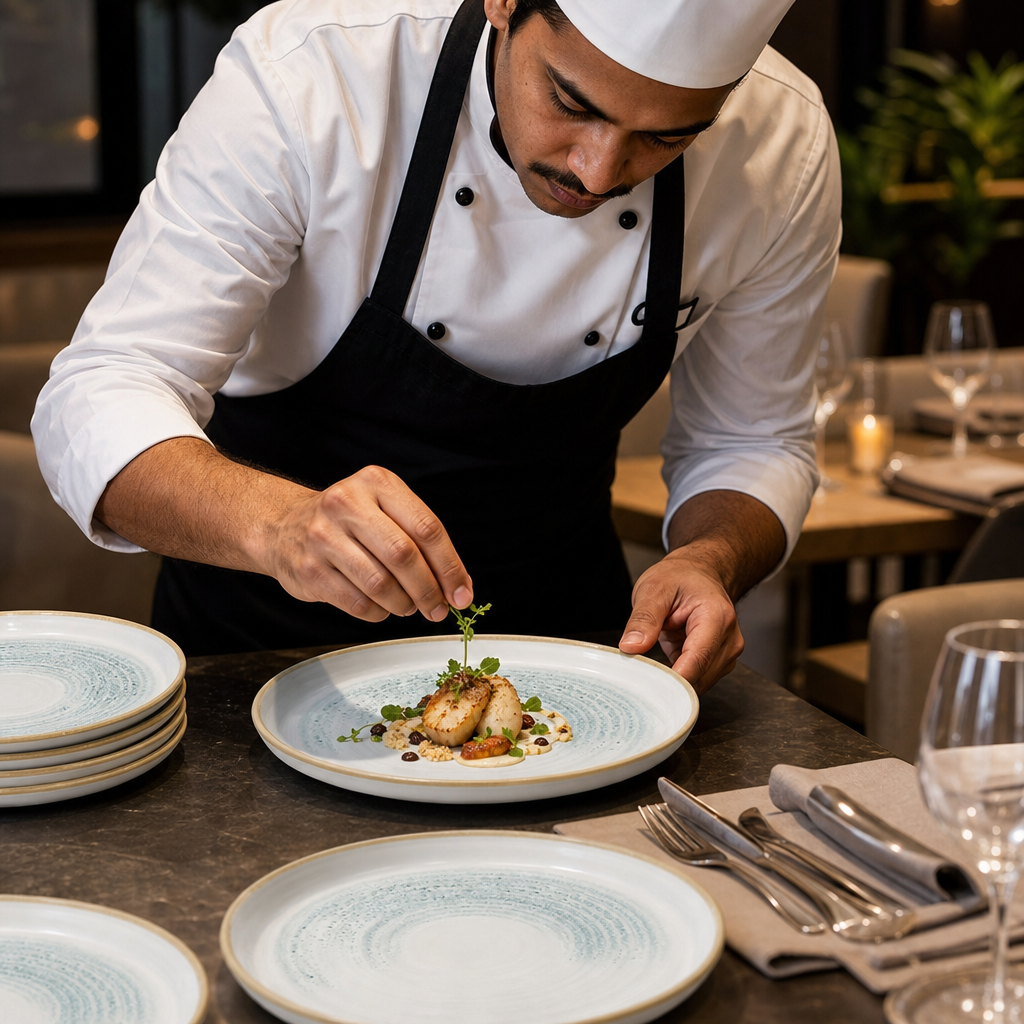 Walled Plates 220mm Aqua Vitrified Ceramic for Dining (Pack of 6)