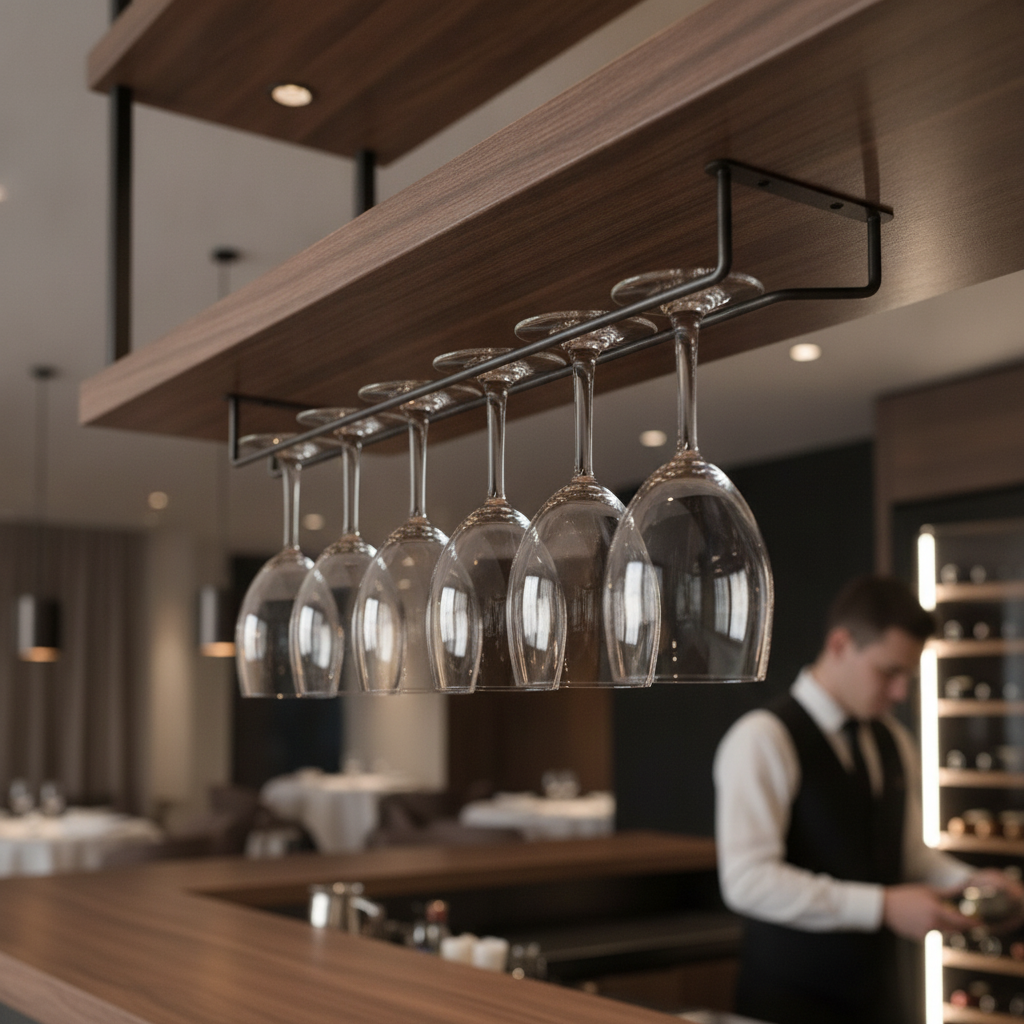 Stainless Steel Rustic Glass Hanger 609mm for Elegant Décor