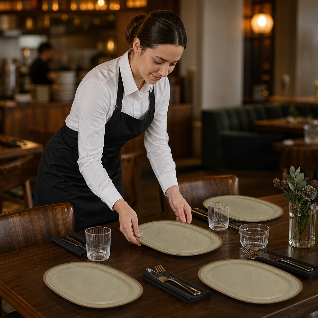 Oval Plates 355mm Stoneware for Dining Tables (Pack of 6)