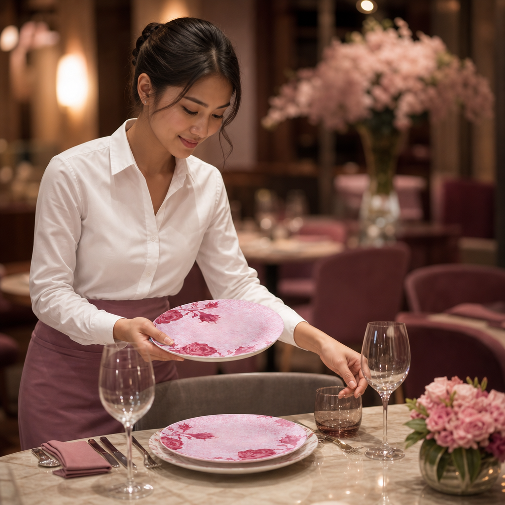 Super- Coupe Plates 280mm Pink Vitrified Porcelain for Dining (Pack of 6)