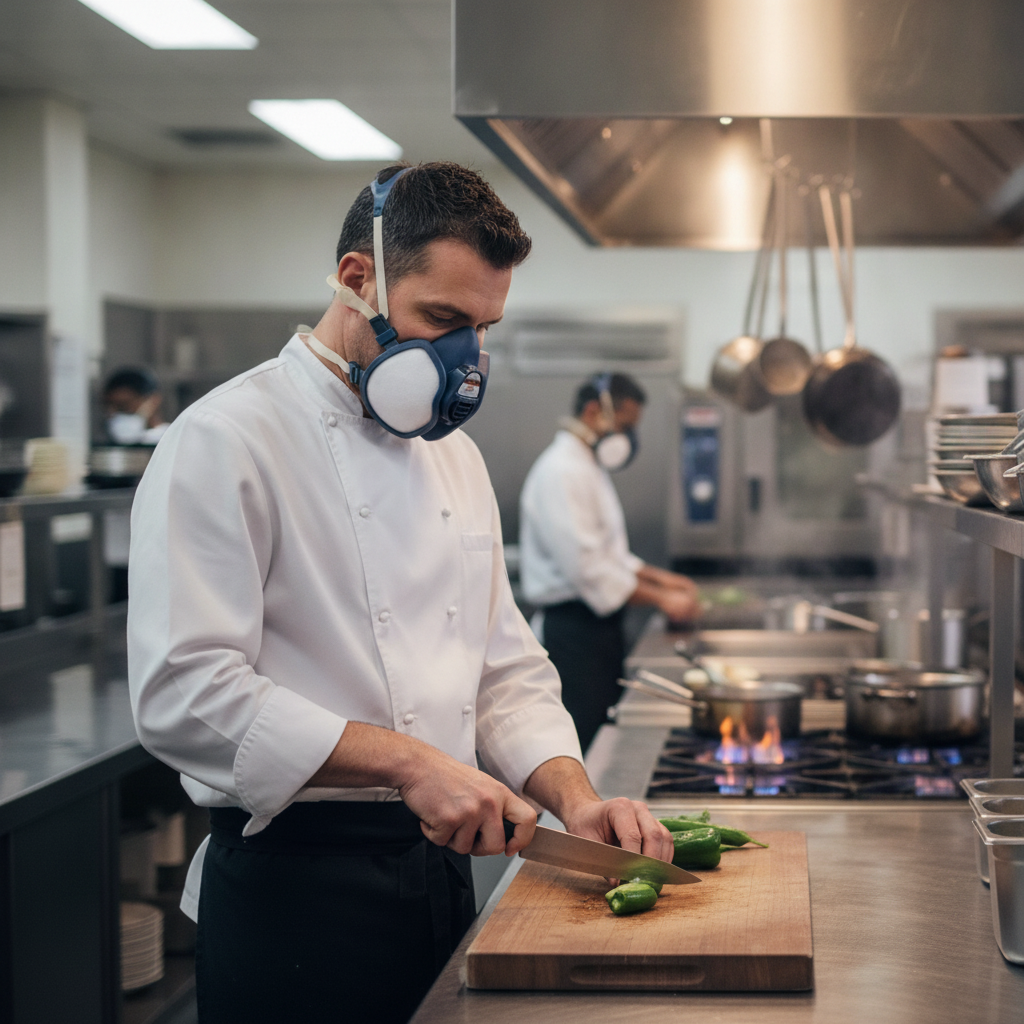 Thermoplastic Elastomer Valved Half Mask for Kitchen Safety