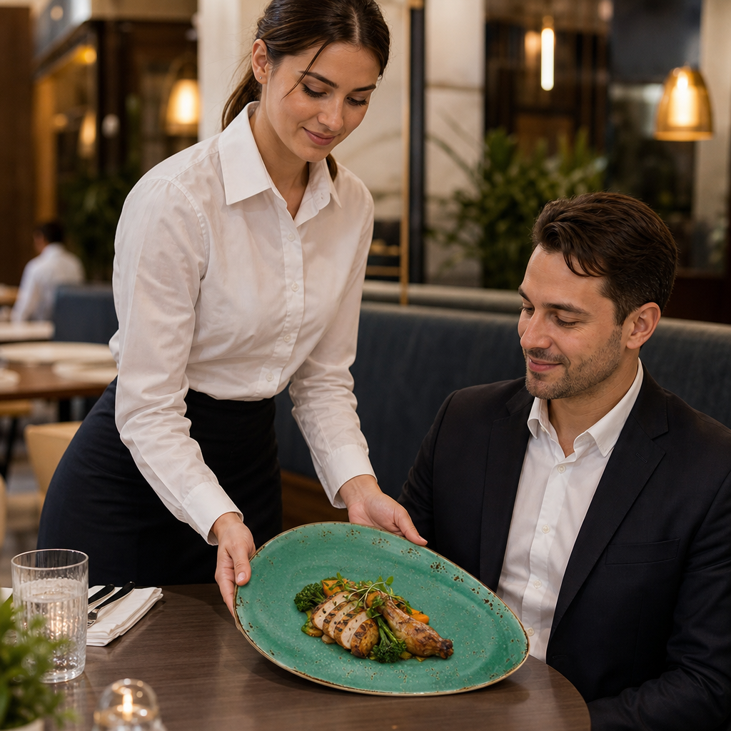 Alumina Plates 370mm Aqua Vitrified Ceramic for Casual Dining (Pack of 6)