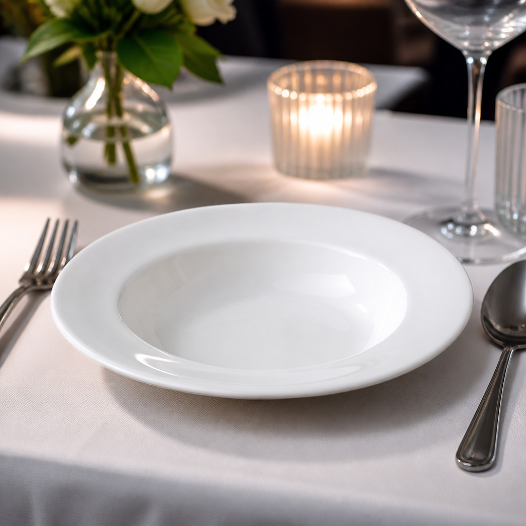 Monaco White Porcelain Mandarin Soup Plates 222mm for Fine Dining - Pack of 24