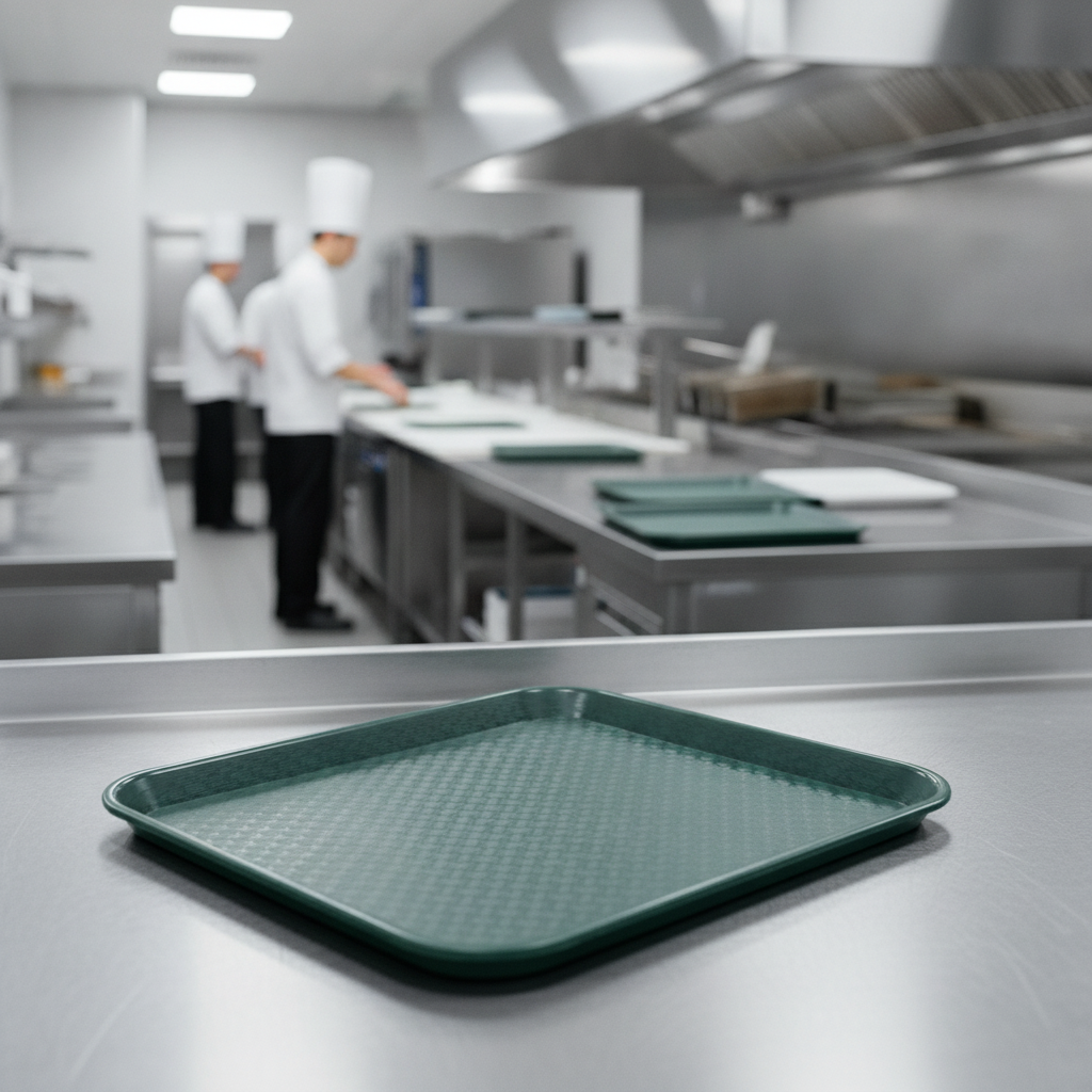 Polypropylene Rectangular Tray Green for Fast Food Service