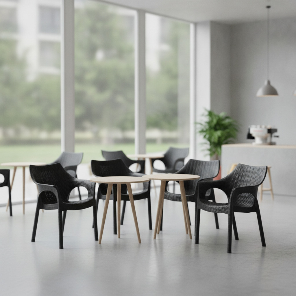 Black Polypropylene Armchairs 800mm for Cafés and Restaurants (Pack of 4)