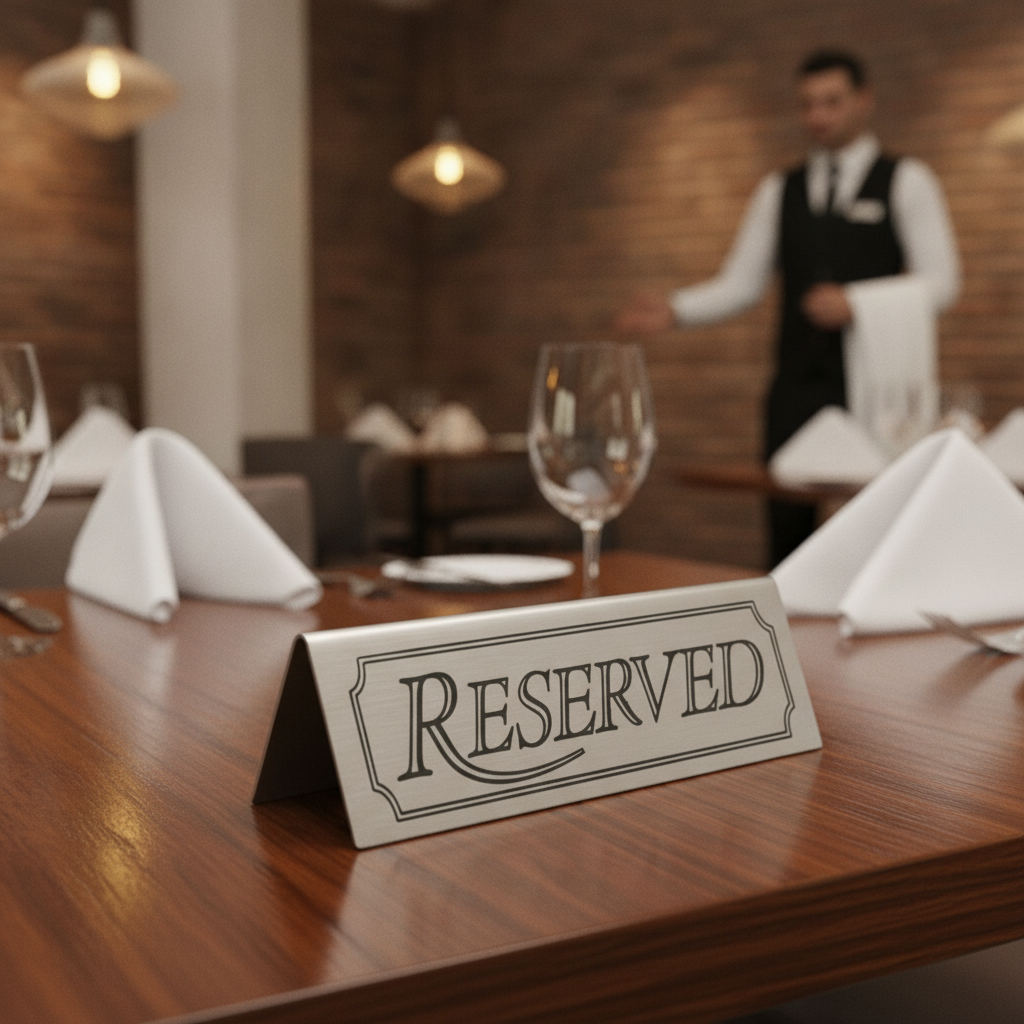 Stainless Steel Reserved Table Sign 38x120mm for Restaurants & Events