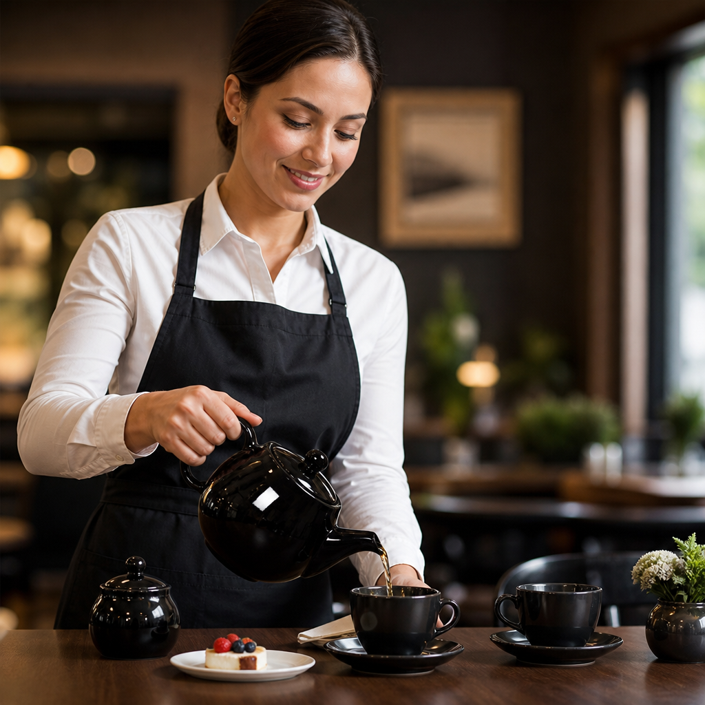 Stoneware Black Teapots 450ml for Table Service (Pack of 2)