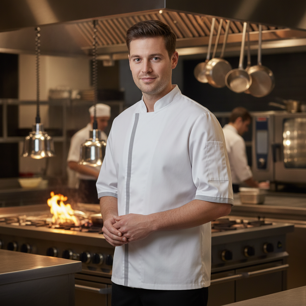 Polycotton White Chef Jacket for Professional Kitchens