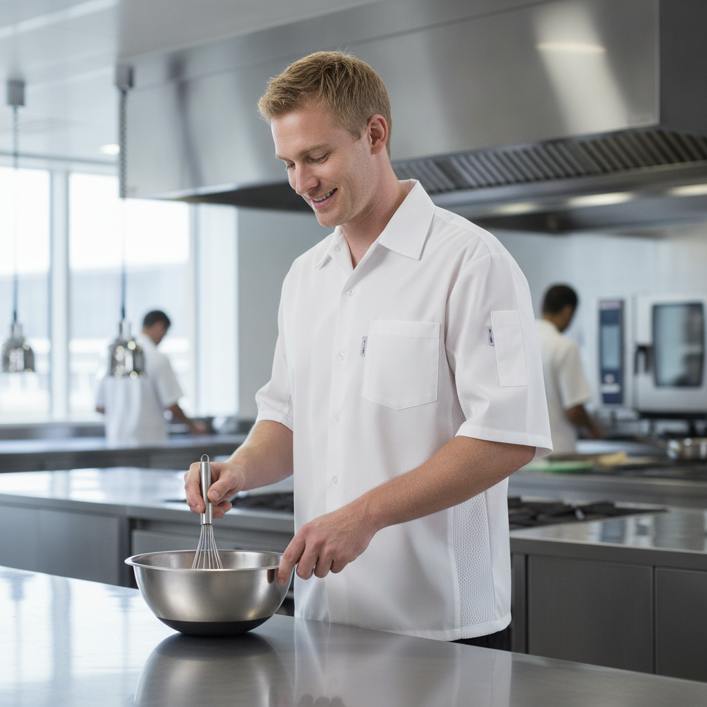 White Polycotton Unisex Cool Vent Chefs Shirt for Catering