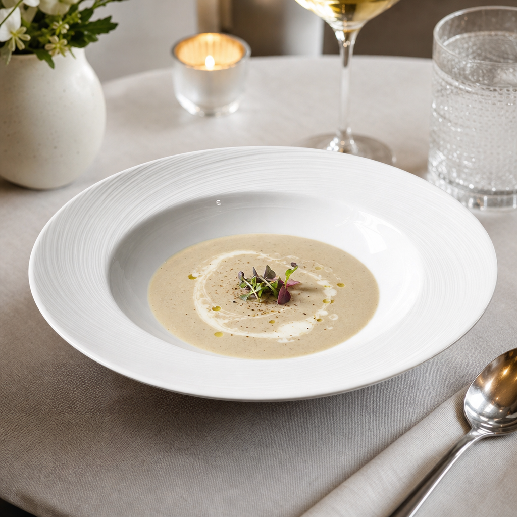 Porcelain Rimmed Soup Bowls 242mm for Fine Dining - Pack of 24