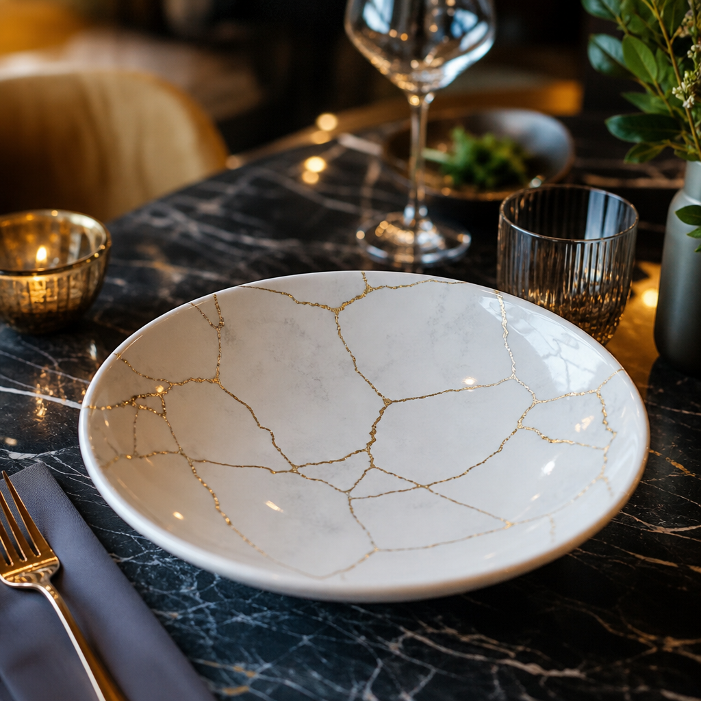 Kintsugi Pearl Evolve Coupe Bowl 184mm for Dining & Entertaining
