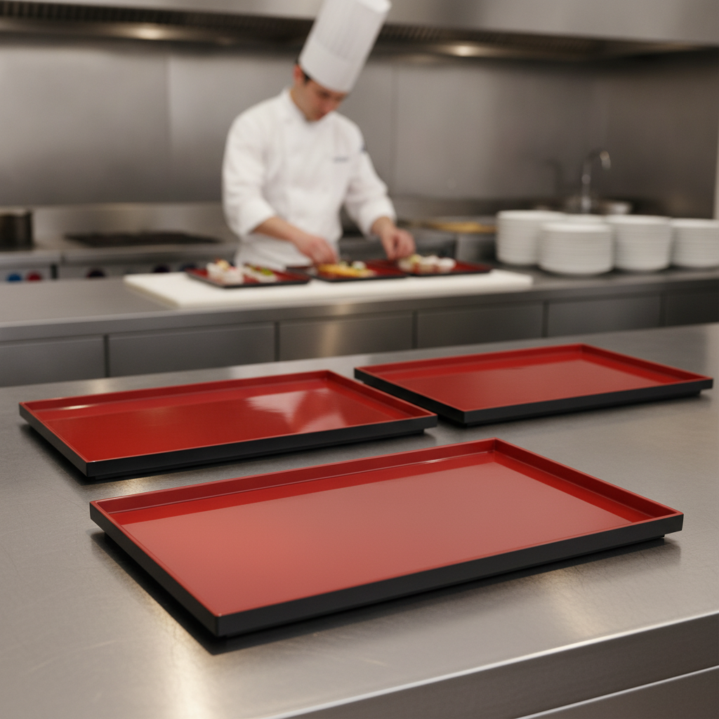 Melamine Red GN 1/1 Tray for Buffet Service