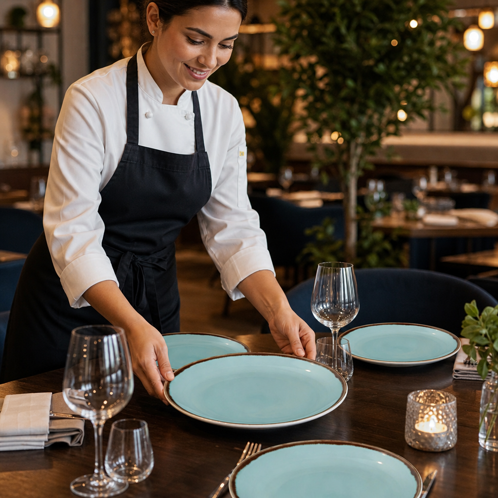 Coupe Plates 260mm Turquoise Vitrified Porcelain for Dining Tables (Pack of 12)