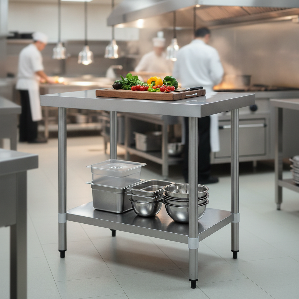 430 Stainless Steel Prep Table 900mm for Food Preparation
