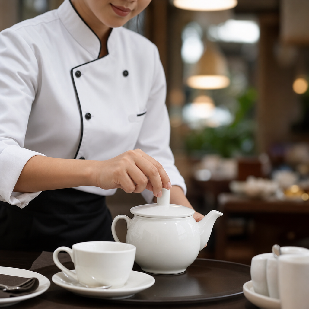 Ceramic Replacement Lids for 852ml Teapots for Cafés (Pack of 6)