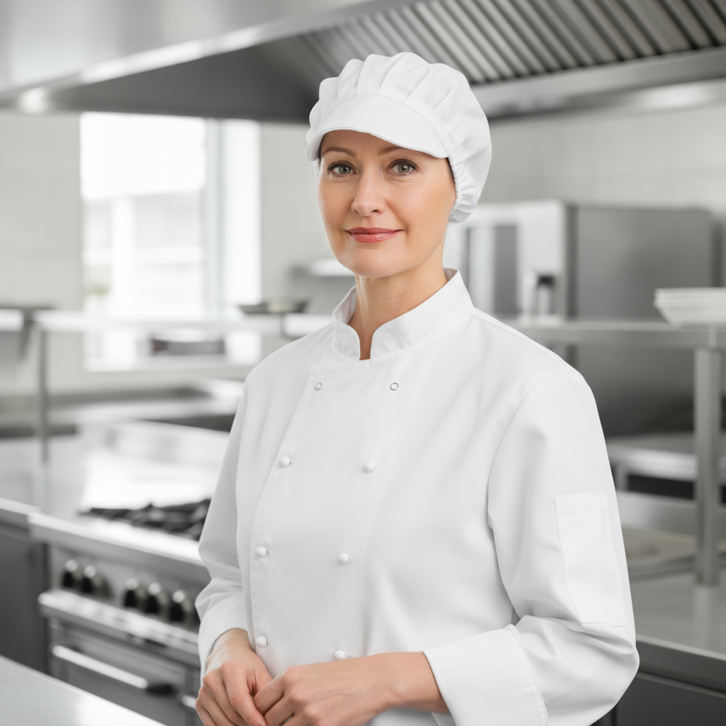 Lightweight White Unisex Peak Hat for Food Service