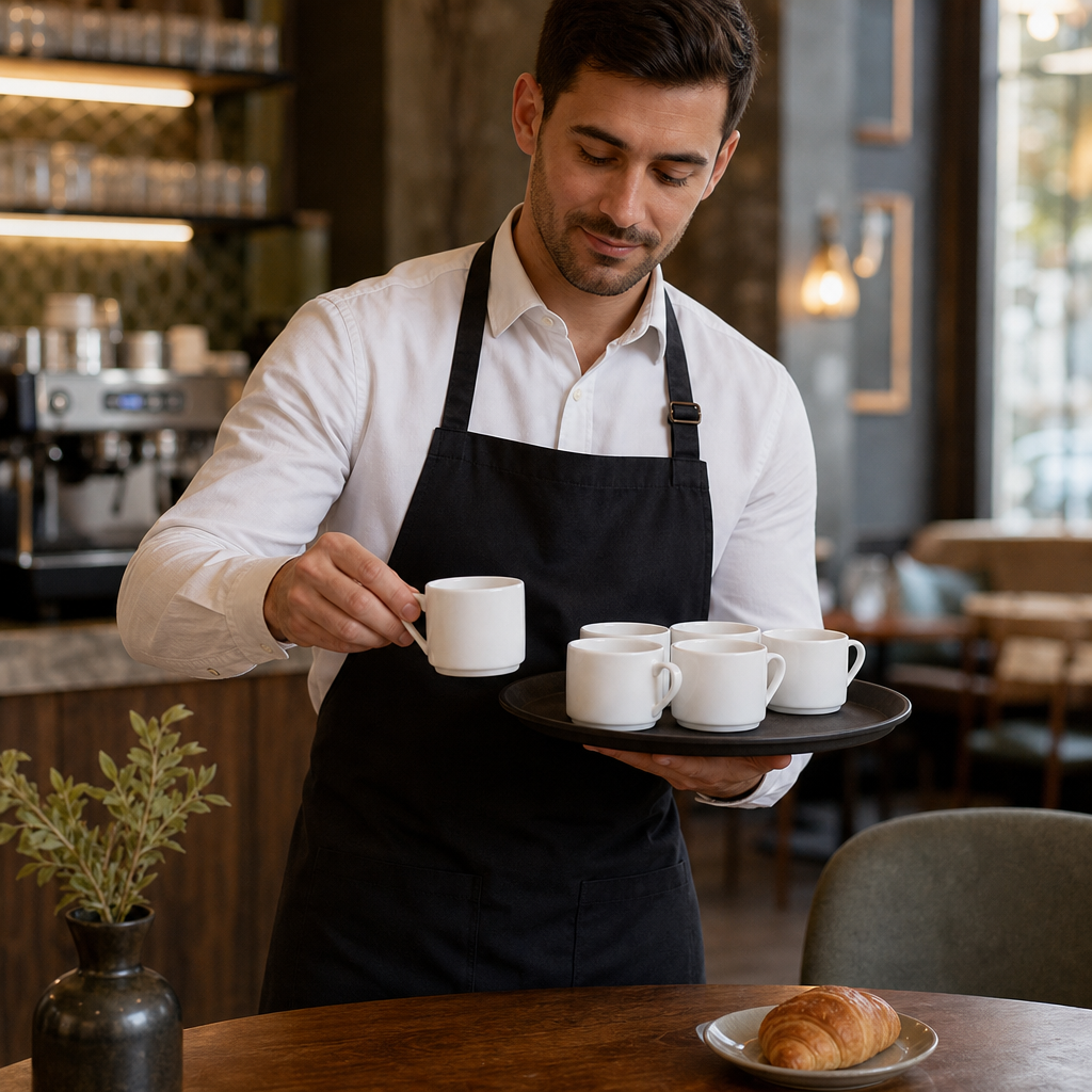 Fine China Stackable Espresso Cups 100ml for Restaurants & Cafés (Pack of 6)