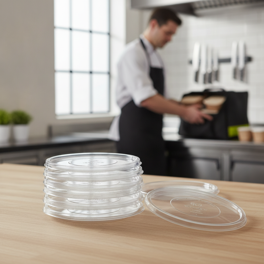 PLA Compostable Bon Appetit Wide Bowl Flat Lid for Takeaway Food (Pack of 300)