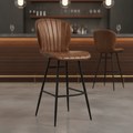 Genuine Leather Bar Stool in Pecan Brown 1150x510mm for Indoor Dining