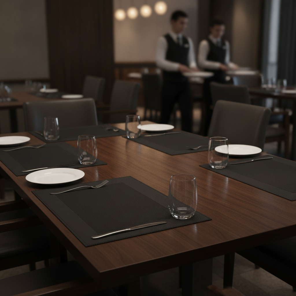 PVC Placemat Black 450x330mm for Dining Tables (Pack of 6)
