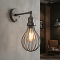 Iron Wall Light Bulb Cage in Pewter for Stylish Interiors