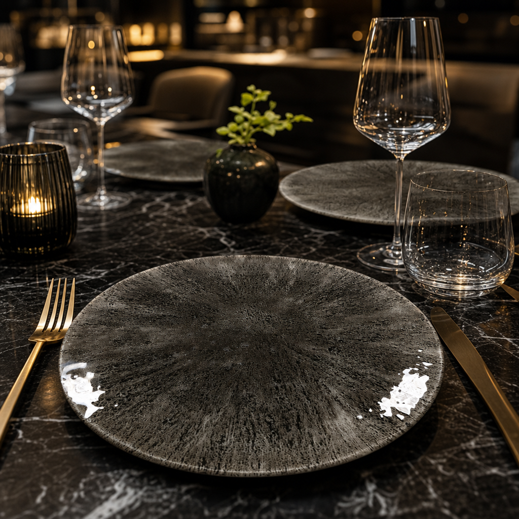 Coupe Plates 165mm Black Vitrified Ceramic for Creative Dining (Pack of 12)