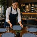 Organic Walled Plates 257mm Blue Vitrified Ceramic for Casual or Special Occasion Dining (Pack of 6)