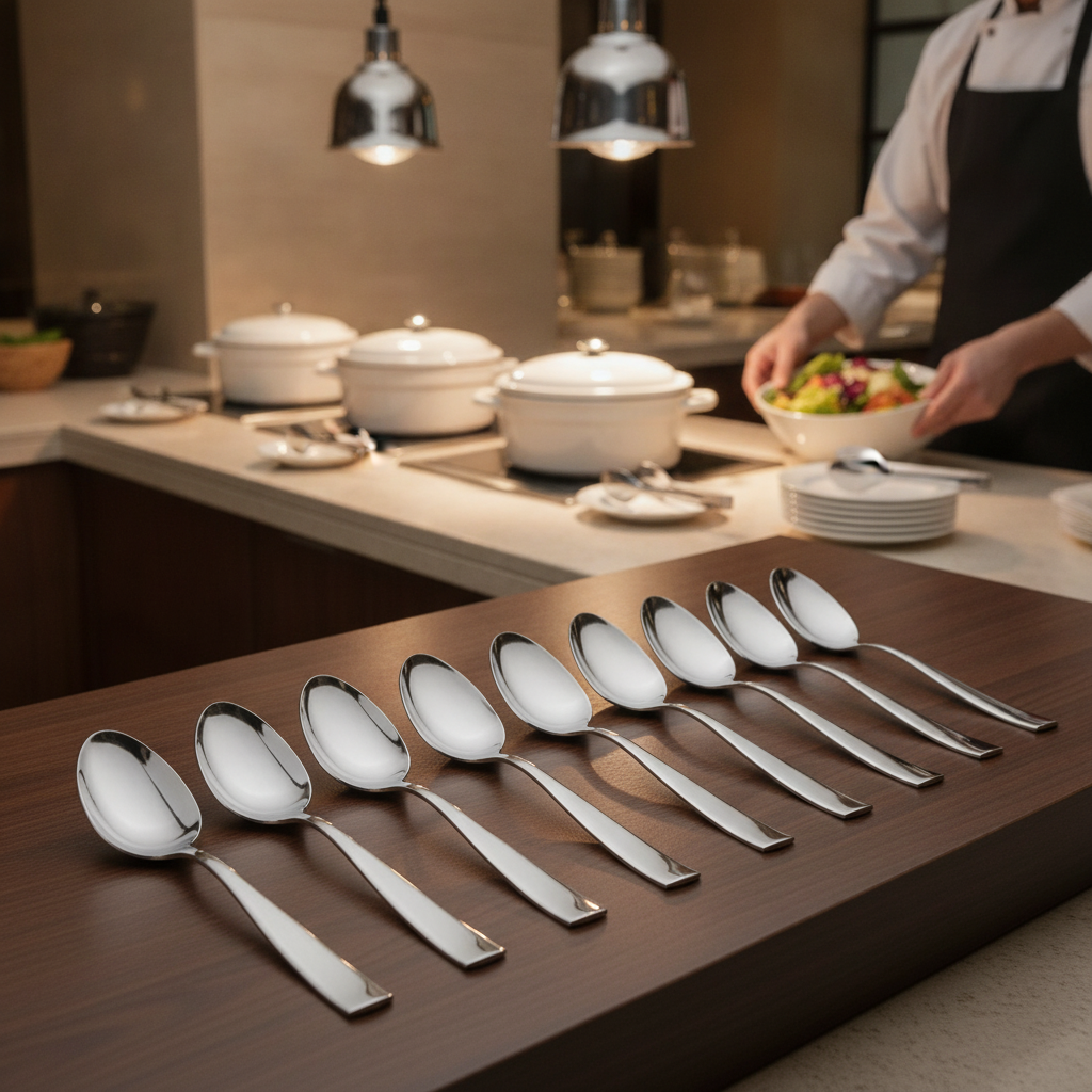 Stainless Steel Long Serving Spoon 273mm for Buffet Service (Pack of 12)