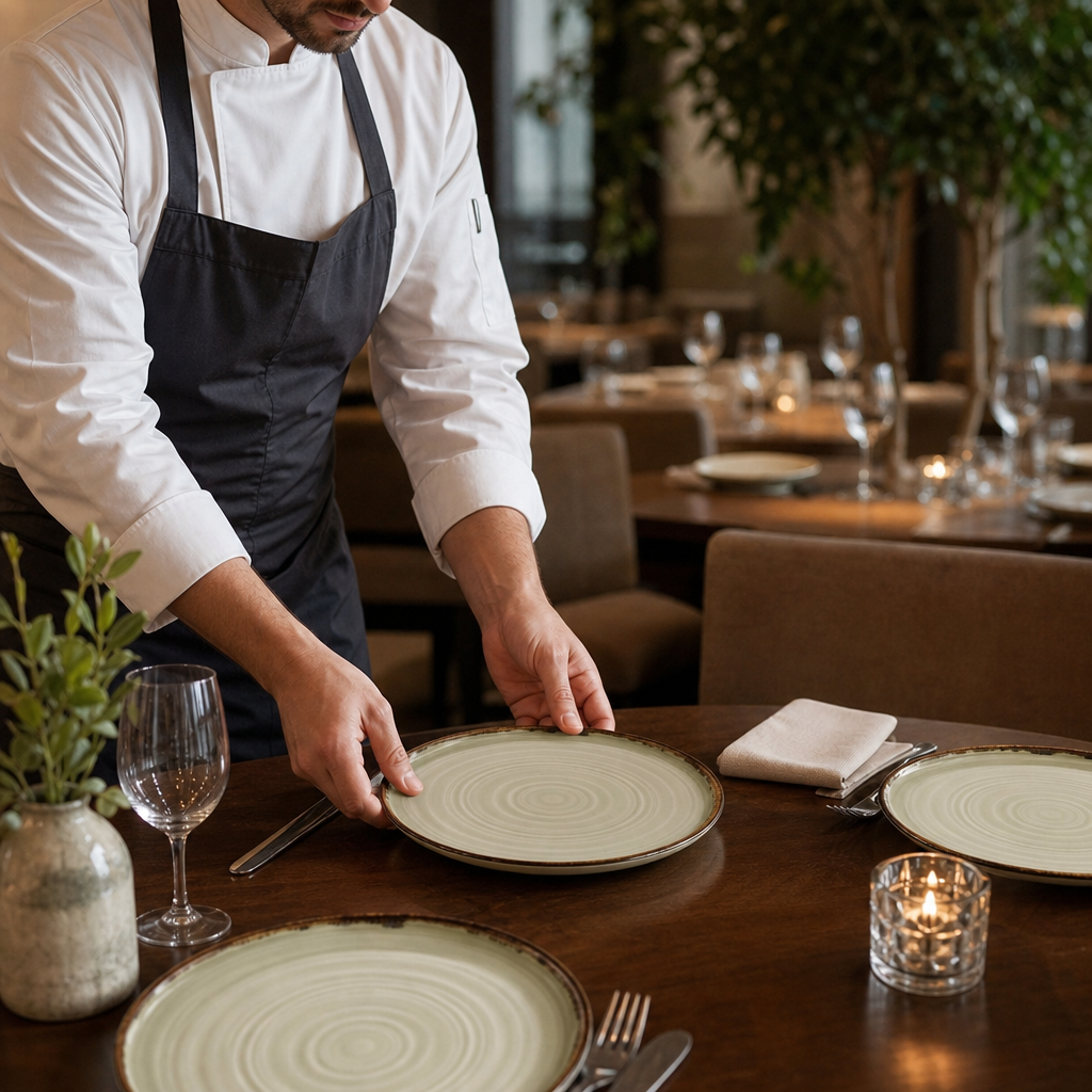 Hand-Finished Walled Plates Linen Porcelain for Modern Dining (Pack of 6)