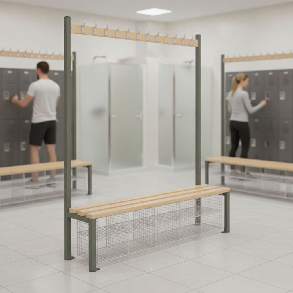 Powder Coated Steel Single-Sided Island Seating for Changing Rooms