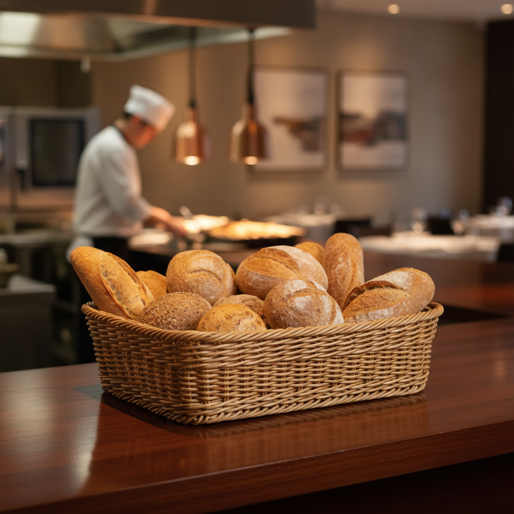 Polyethylene Polywicker Rectangular Display Basket 525mm for Food Presentation