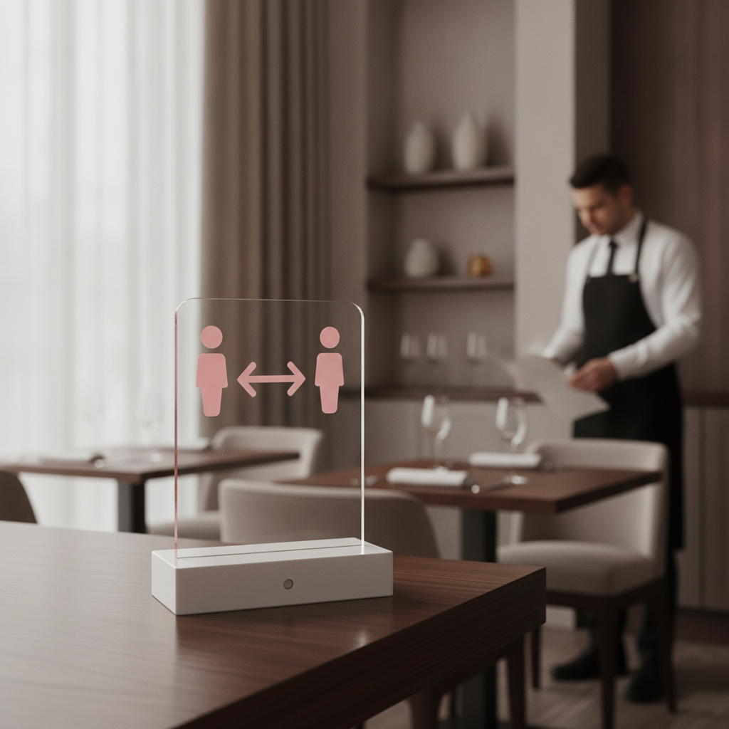 Plastic Social Distancing Sign with Motion Sensors for Safe Spaces