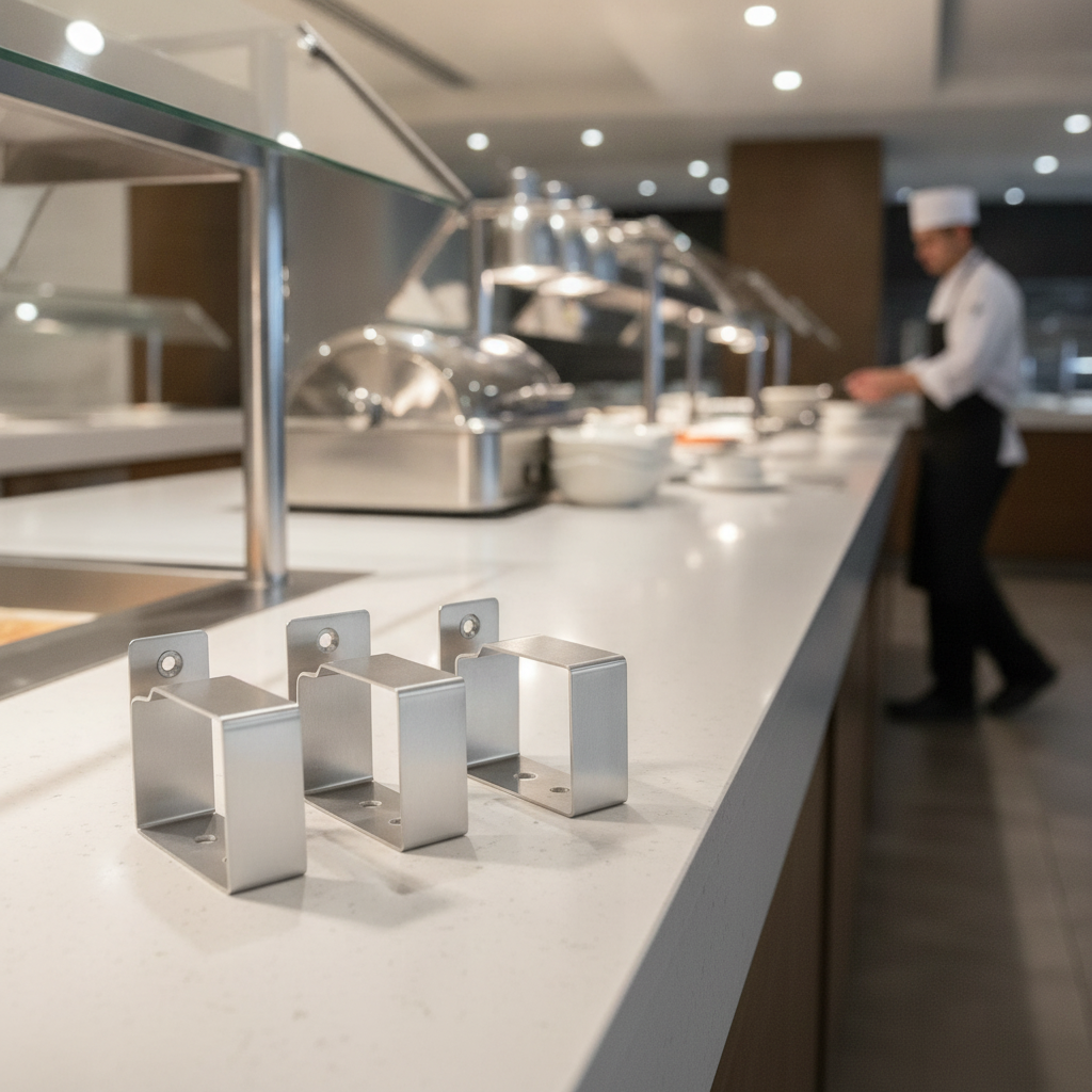Stainless Steel Universal Shelf Holders for Buffet Displays (Pack of 4)