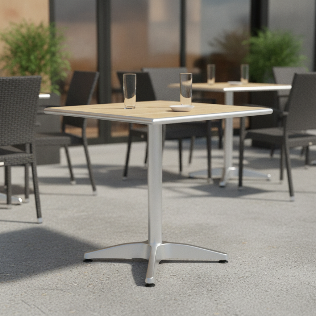 Aluminium Ash Top Bistro Table 600x600mm for Outdoor Dining