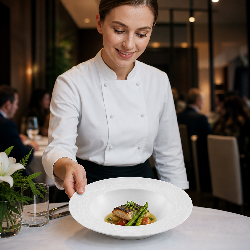 Wide Rim Bowls 280mm Vitrified Ceramic for Professional Use (Pack of 12)
