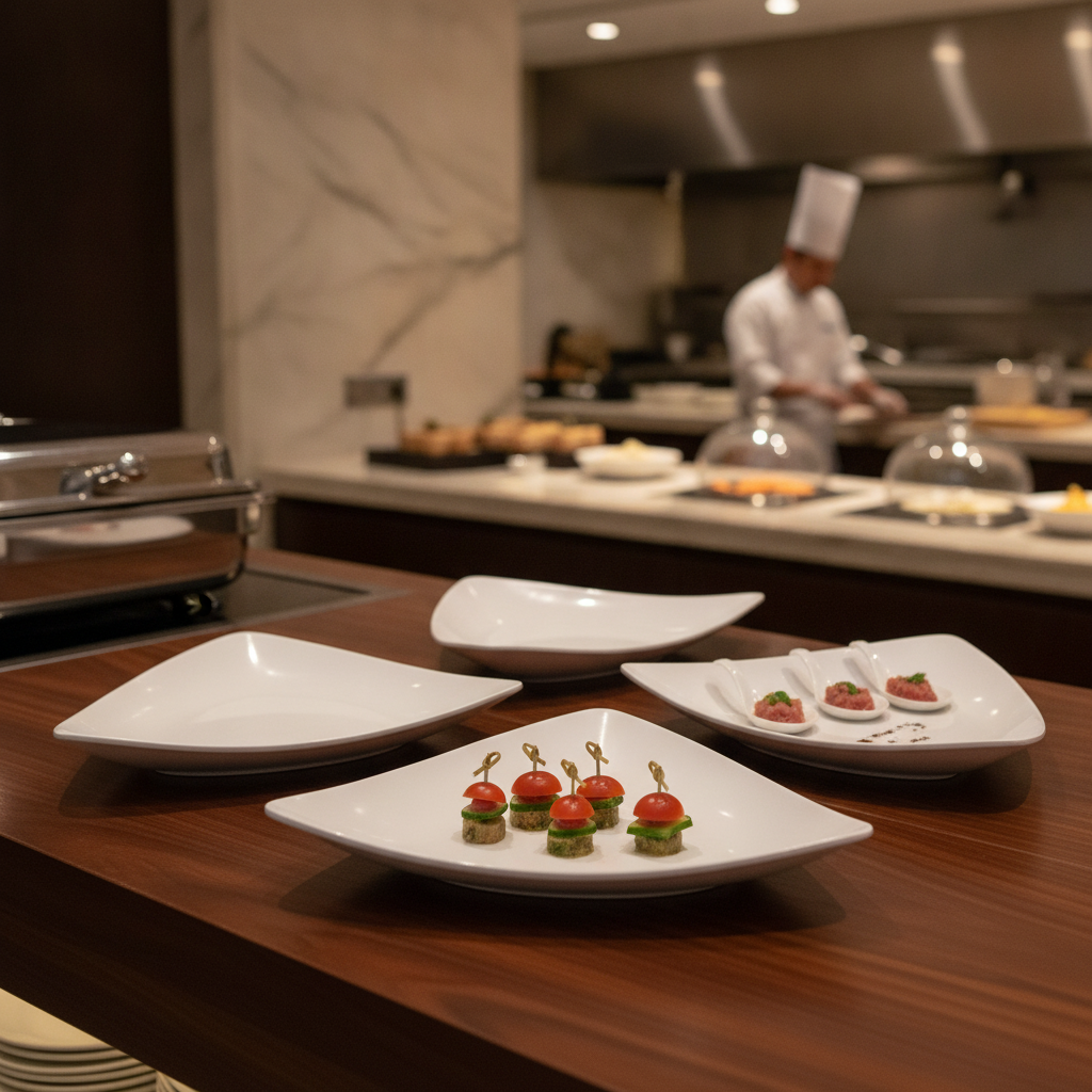 Melamine Triangular Platters 355mm for Buffet Displays (Pack of 4)