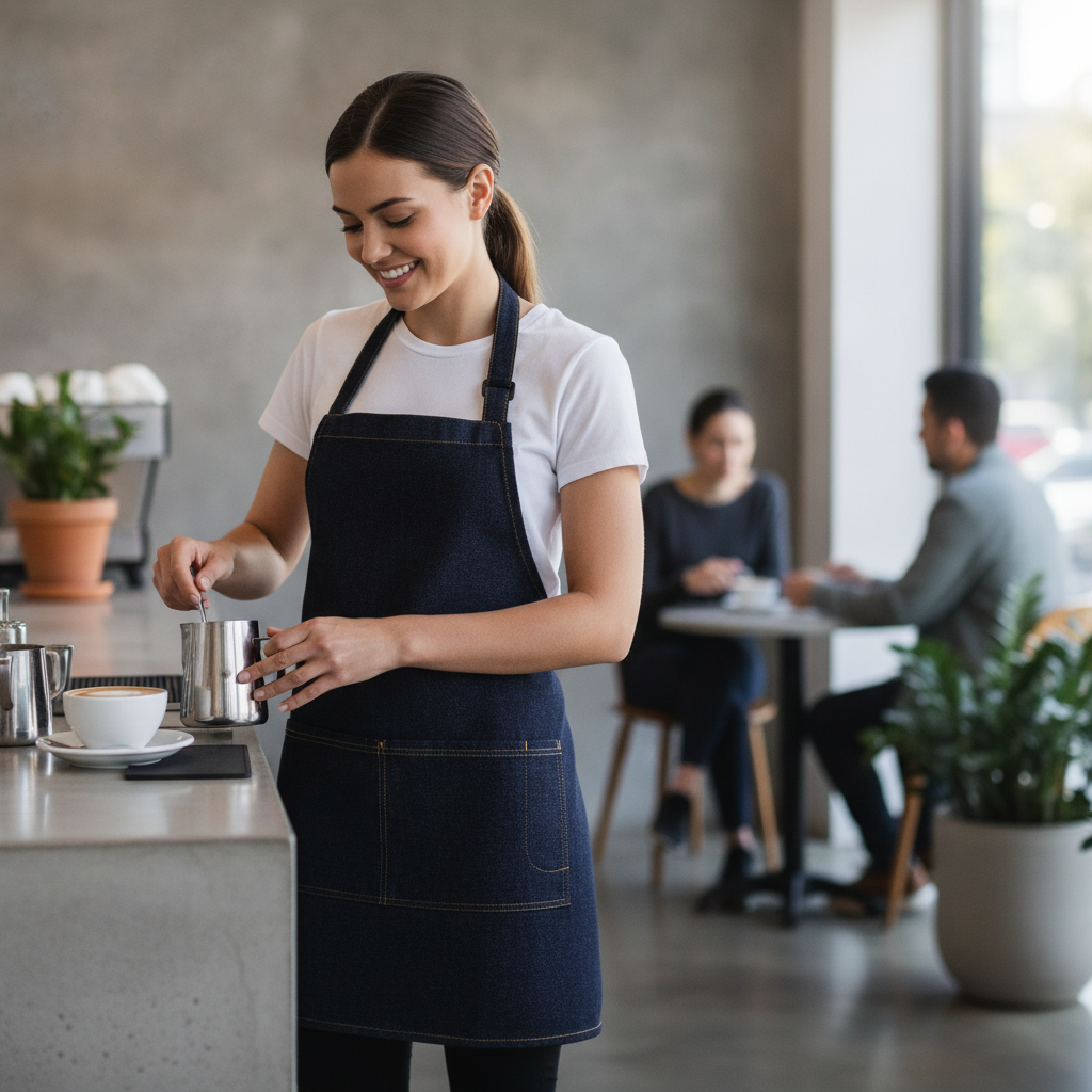 Cotton Denim Half Bistro Apron Indigo for Chic Venues